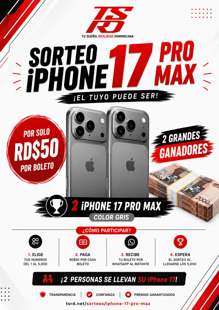 Flyer oficial del sorteo de 2 iPhone 17 Pro Max